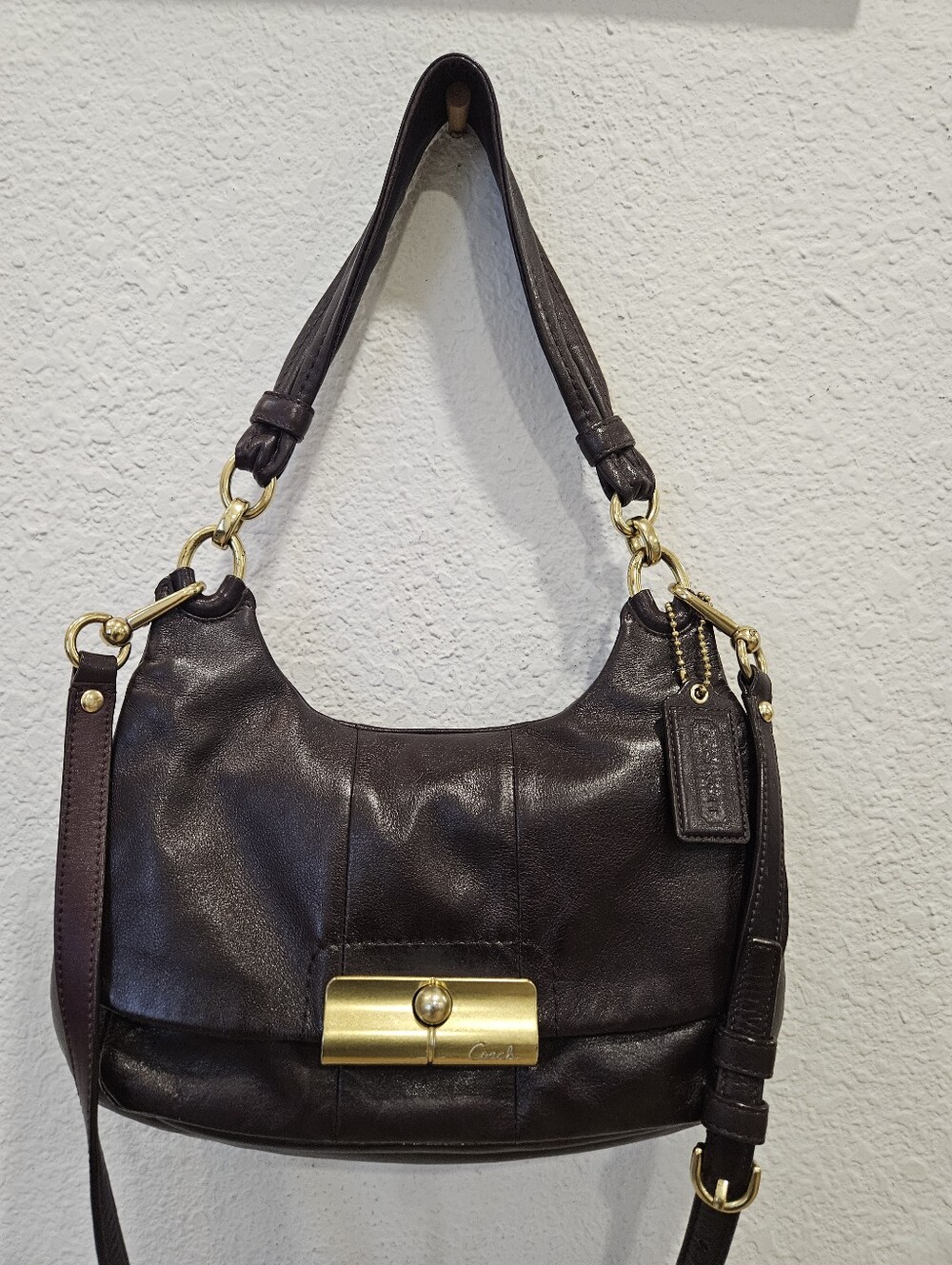 Authentic Coach Kristin Leather Hobo Bag | Deep Burgundy / Espresso Brown